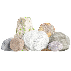 Obraz premium isolated tropical white stone with plants on transparent Canvas from top view