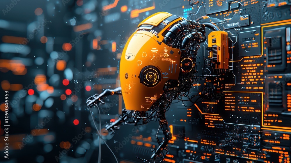 Fototapete Exploring abstract ai models with fragmented data representing c standards in a technological environment for enhanced understanding