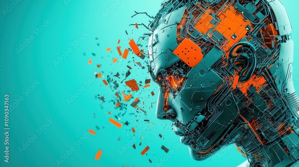 Leinwandbilder Exploring ai neural networks in digital space fragmented representation in technology environments creative perspectives on innovation