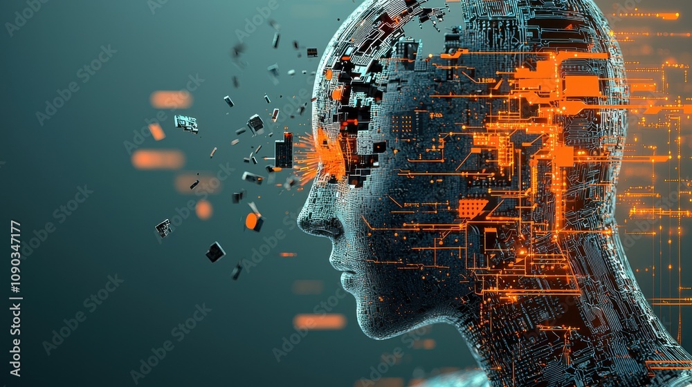 Leinwandbilder Exploring ai neural networks in digital space fragments of representation in virtual environments