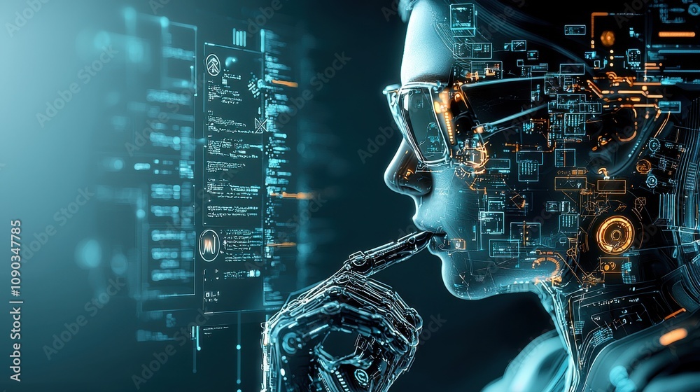 Aufkleber Ai security breach notification alert in dark digital interface protecting data in a tech-driven environment