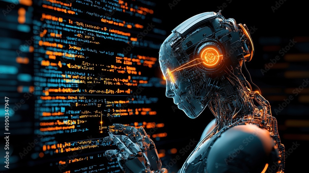 Leinwandbilder Exploring hacked ai code with encrypted error lines a vibrant standard in technology landscape