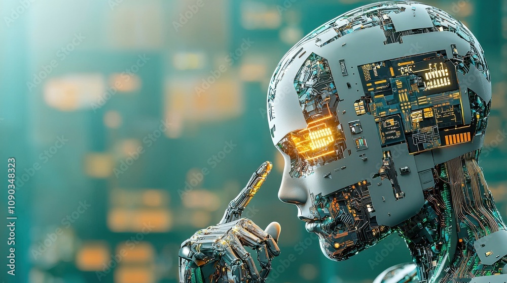 Poster exploring holographic ai brain glitches vulnerability standards in a digital landscape technology hu