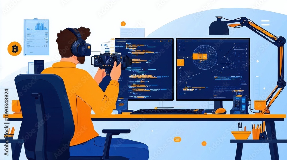 Leinwandbilder Programmer scanning compromised ai algorithms across multiple standards in cybersecurity environment for enhanced data protection