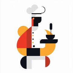 Fototapeta premium Creative Culinary Action by Chef with Dish Kitchen Environment Illustration Style Focus on Gastronomy and Artistry
