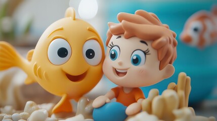 Obraz premium Playful Characters Interacting in a Joyful Scene