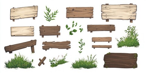 Wooden Signs and Nature Elements Graphic Pack