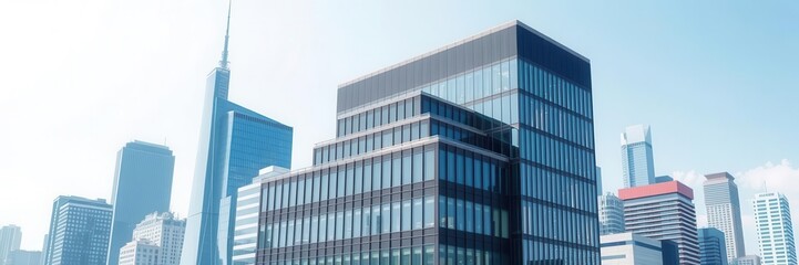 Obraz premium Isometric vector illustration of a modern office workplace building, contemporary, building