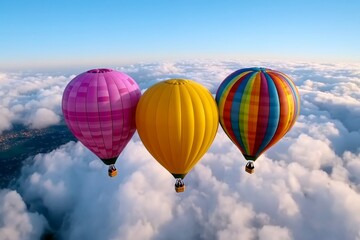 Obraz premium Balloon air floating through fluffy white clouds, creating a dreamy, surreal atmosphere