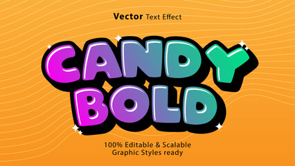 Candy bold text effect fun and adorable curvy decorative font display