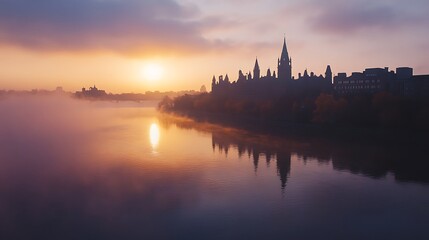 Fototapeta premium Beautiful castle ottawa city morning picture