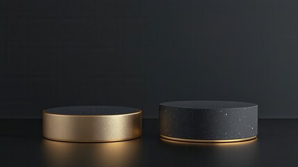 Elegant Gold Black Product Display Podiums Mockup Presentation