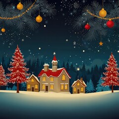 Fototapeta premium Christmas in the night house decoration