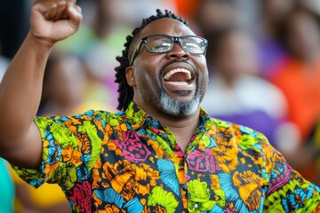 Fototapeta premium A lively African American church choir singing passionately during a Sunday service, with joy and harmony