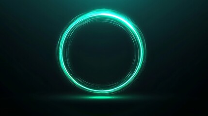 Obraz premium Green Neon Circle on Dark Background