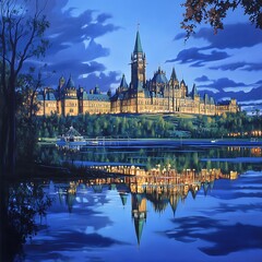 Fototapeta premium Parliament Hill majestic architecture Ottawa city landmark photos
