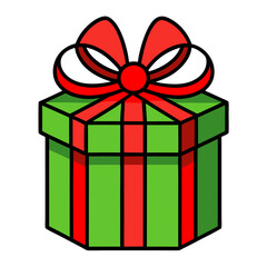 Obraz premium christmas s gift box line art simple vector on white background