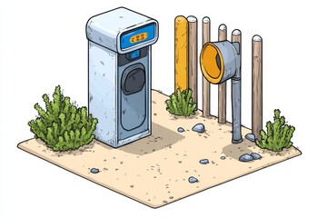 Airport security scanner drawn as a simple geometric structure with no additional elements