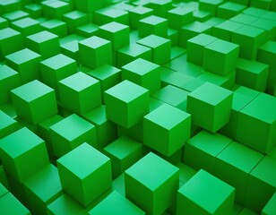 Obraz premium A digital 3d render of multiple, interconnected green cubes creating a geometric pattern with a modern and abstract aesthetic. Ai generated image.