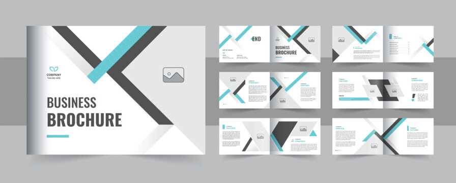 Corporate landscape business brochure design template or modern landscape bifold company profile brochure template layout