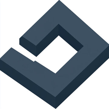 recommend clip art: A 3D rendering of a square with a hollow center. The square is a dark blue color and is tilted at a 45-degree angle.