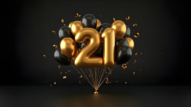 Happy Anniversary 21st Year With Balloon