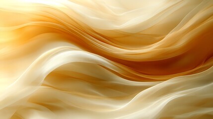 Obraz premium Abstract flowing fabric in warm gold and cream tones.
