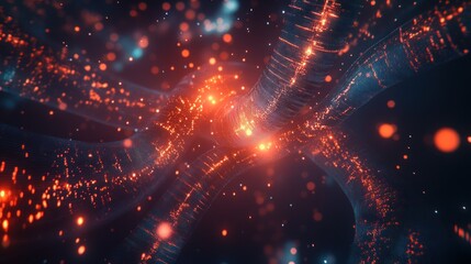 Obraz premium Abstract Cosmic Nebula: Glowing Energy Filaments