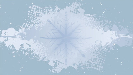 Light blue winter background with grunge snowflake