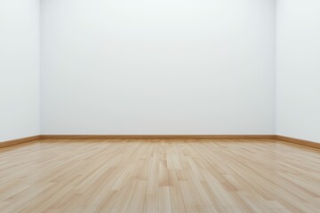 Empty room with white walls and light wood floor.