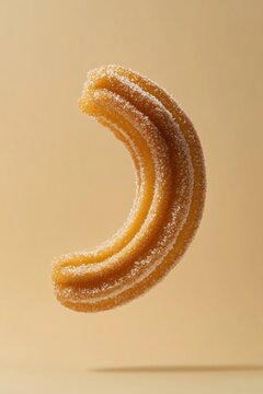 Crunchy Golden Churro Floating in Beige Studio Backdrop