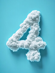 Fototapeta premium Whimsical Cloud Shaped Numerical 4 Against Serene Sky Blue Background