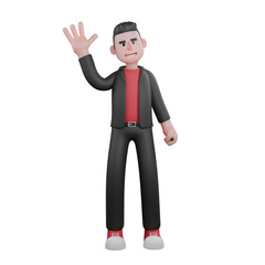 Fototapeta premium Choreographer 3D Cartoon Performer. A male choreographer stands with a greeting gesture, a happy expression. Dance Artist