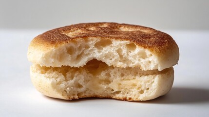 Soft and Airy Split English Muffin on Plain White Background with Studio Lighting