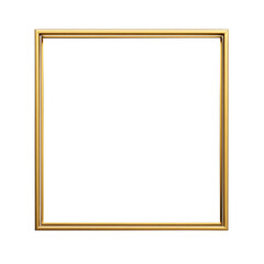 Obraz premium Square gold frame with a minimalist design on white and transparent background.