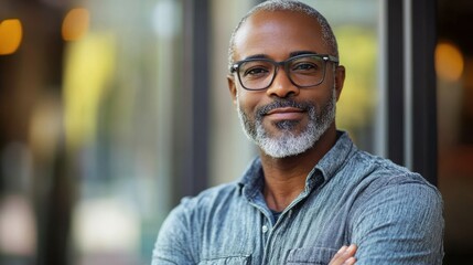 Obraz premium Middle-aged South African man with casual attire and a confident look.