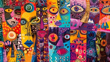 Fototapeta premium Colorful Abstract Faces Art for Modern Decor