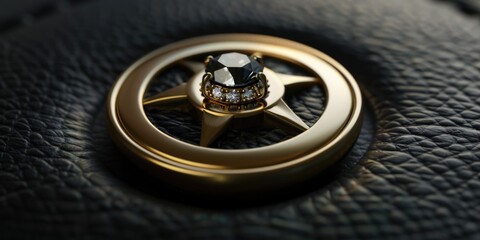 Close-up of a luxurious gold-plated watch strap with gemstones, highlighting the elegance and high value of the timepiece.