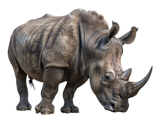 Obraz premium African rhino standing in natural habitat.