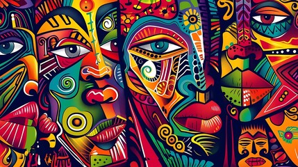 Obraz premium Vibrant Abstract Portraits of Cultural Diversity