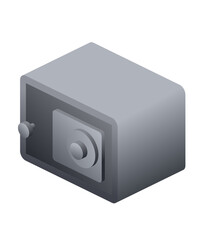 Obraz premium Isometric gray safe. Object isolated on white background. Icon of security.