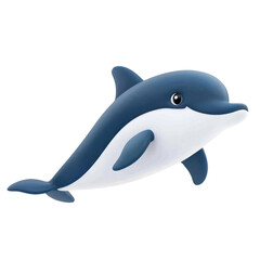 Obraz premium Playful and Colorful Dolphin Character Swimming Under the Ocean, Showcasing Joyful Expression and Cute Features for Animations or Educational Materials