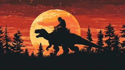 Bigfoot Riding T-Rex