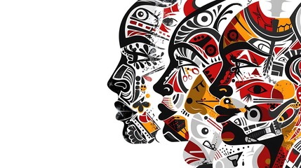 Fototapeta premium Abstract Art of Multicolored Faces and Patterns