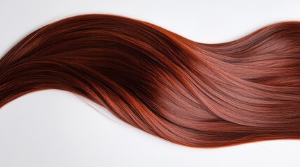 Fototapeta premium Beautiful model girl with Brown hair strand,silky healthy chestnut wavy hair strand,hair wavy ribbon, with smooth,Keratin straightening,Treatment,straight long hair,procedures,Smooth hairstyle.