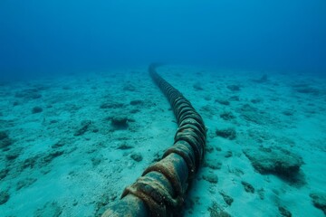 The global internet, a network of cables laid on the ocean floor, communications connecting the world