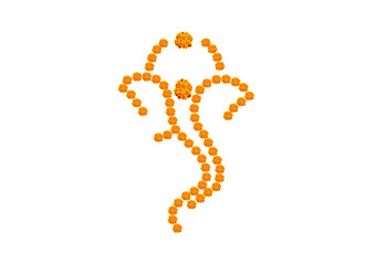 Marigold Garland Ganpati art, floral ganesha, happy ganesh chaturthi, garland ganesha, decoration, ganesha idol, flower decoration, genda phool, garlands, ganpati decoration, ganesha illustration