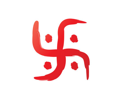 stylized swastika, swastika illustration, swastik vector icon logo, swastik trishool om illustration. swastik, trishul om element, puja element, swastik icon, trishool icon, religious hindu symbols