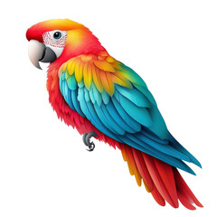 Obraz premium Vibrant Macaw with Bright Colorful Feathers Showcasing Red, Yellow, Green, and Blue Plumage Against a Clean Background in Realistic Style