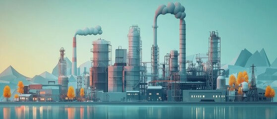 Fototapeta premium Industrial air filters controlling factory emissions symbolizing robust pollution control measures